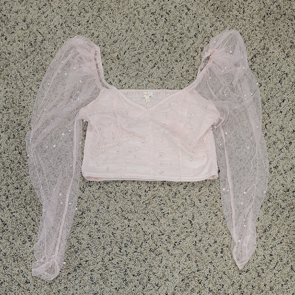 Elegant Pink Sheer Sleeve Top